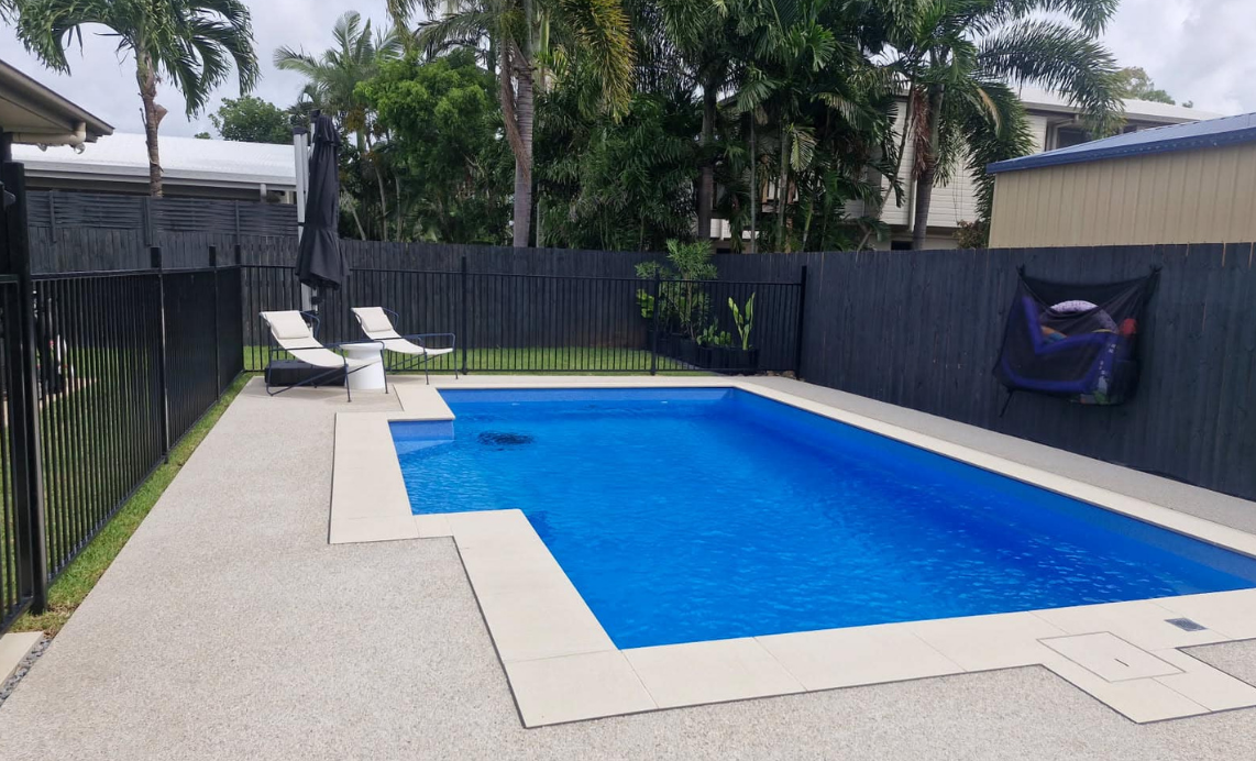 A fibreglass pool, installed and taken by Pool Professionals Mackay