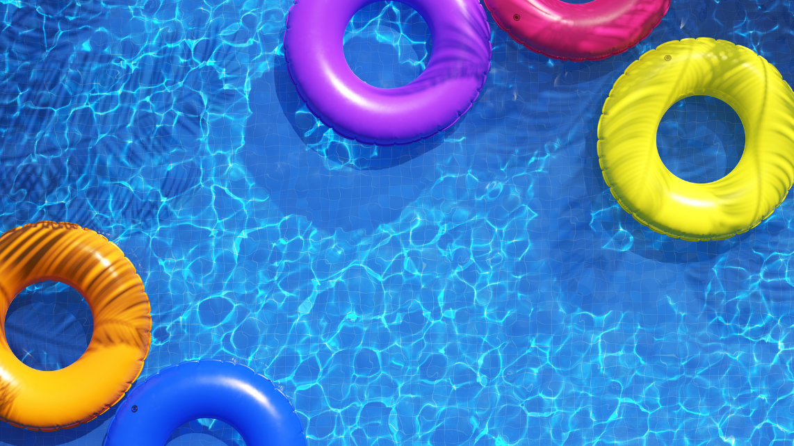 An image of pool water with floaters