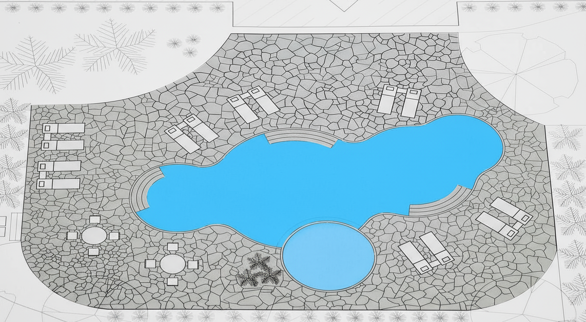 An image of an unfinished pool plan