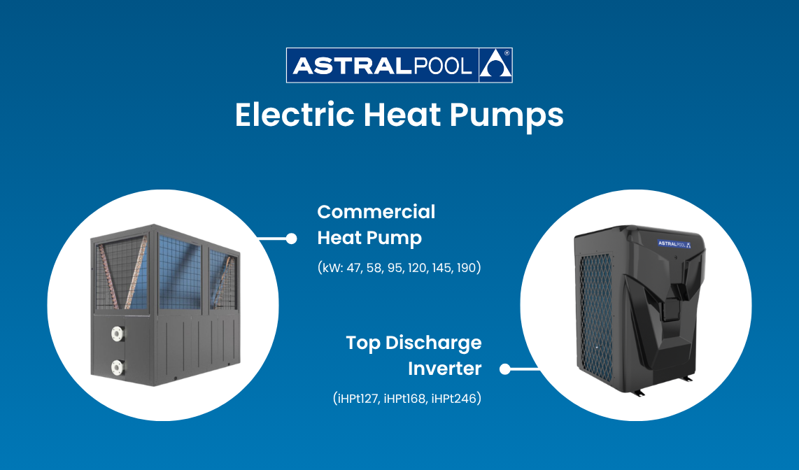Examples of electric heat pumps, specifically the two products of AstralPool